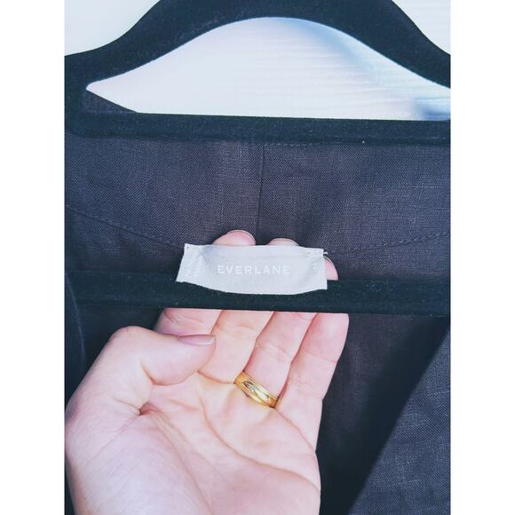 Everlane The Linen Cross-Front Jumpsuit Black Size 2 Quiet Luxury Timeless Fall - Picture 5 of 5